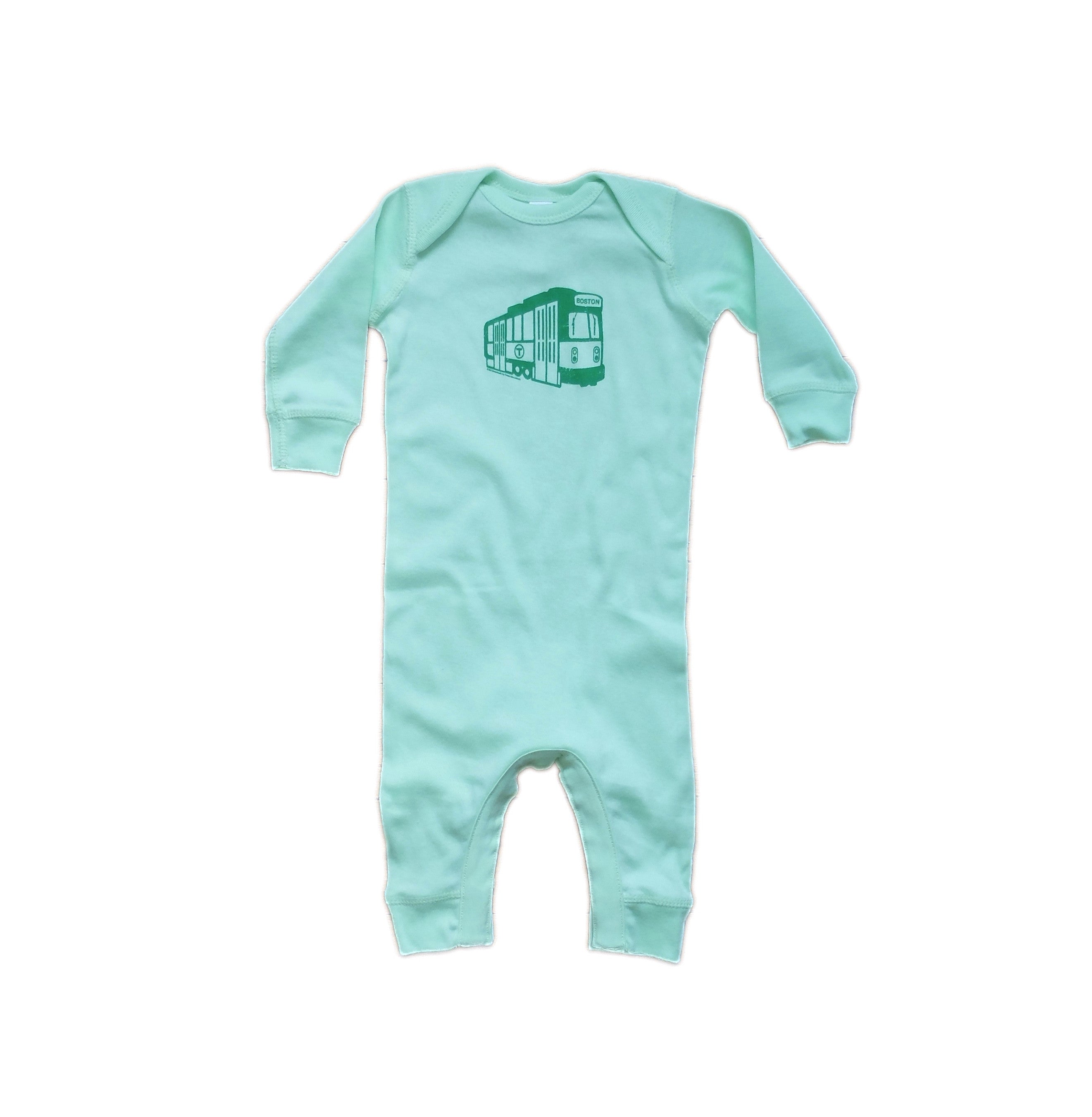 Boston Green Line Trolley Baby Coverall - Mint